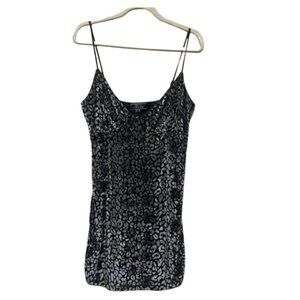Blue Blush size L burnout velvet silver black animal print spaghetti strap dress